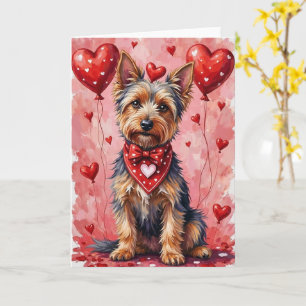 Australian Silky Terrier Valentine Dog Sitting Card