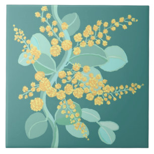 Australian Silver Wattle blossoms Tile