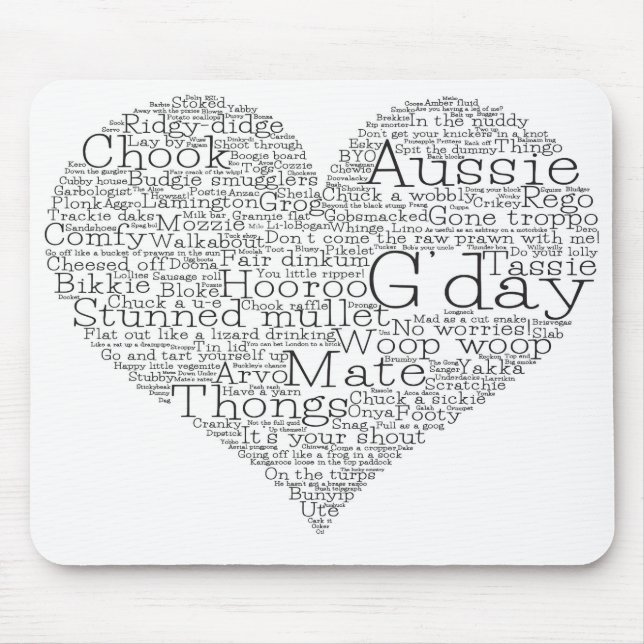 Australian slang heart mouse mat (Front)