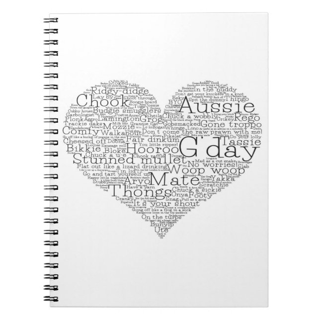 Australian slang heart notebook (Front)