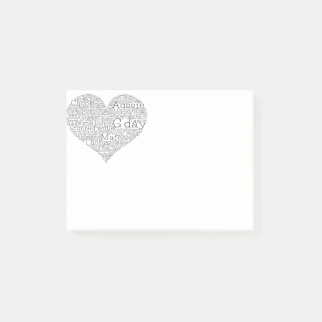 Australian slang heart post-it notes (Front)