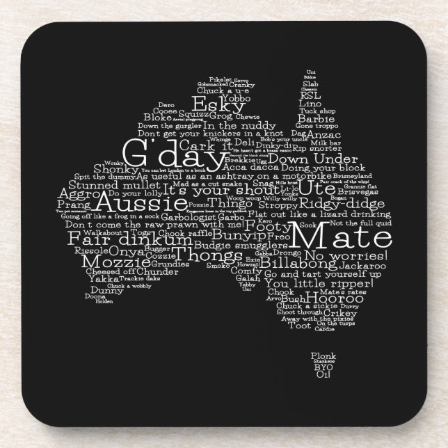 Australian slang map coaster (Front)