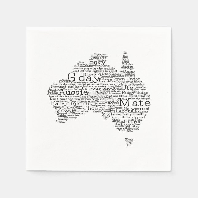Australian slang map napkin (Front)