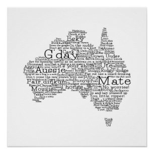 Australian slang map poster