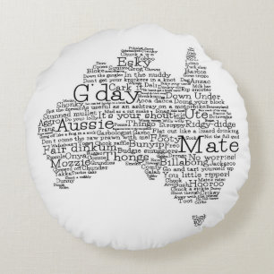 Australian slang map round cushion