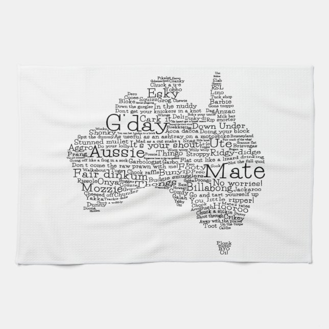 Australian slang map tea towel (Horizontal)
