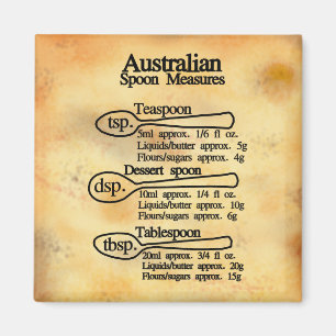 Australian spoon measures conversion chart baking magnet