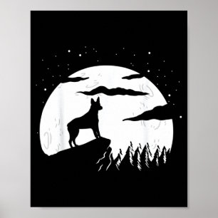 Australian Stumpy Tail Cattle Dog And Moon Poster