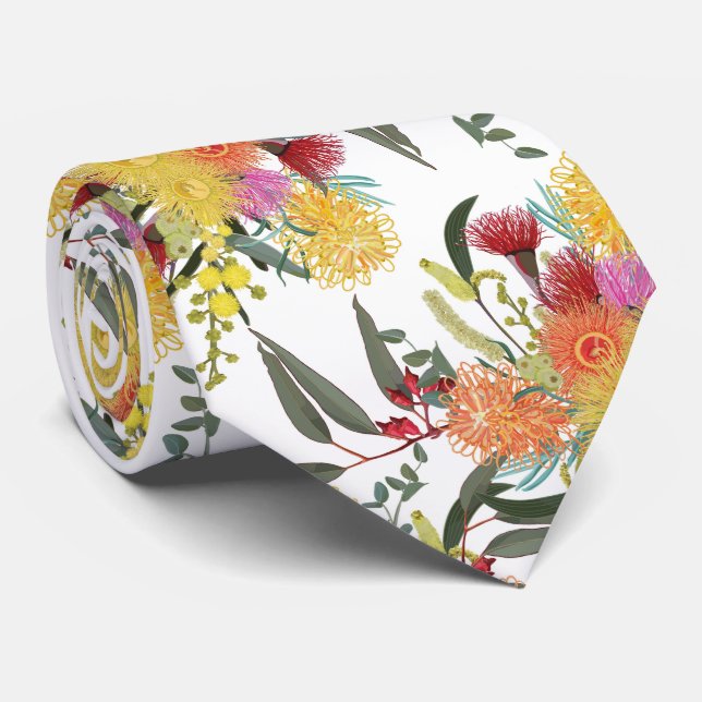 Australian Summer Bush Blooms Tie (Rolled)