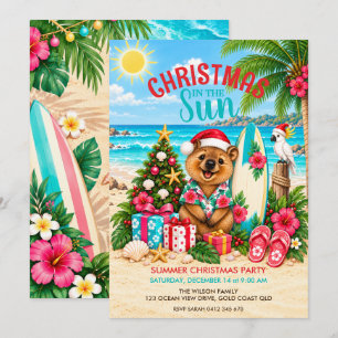 Australian Summer Christmas   Quokka Beach Party Invitation