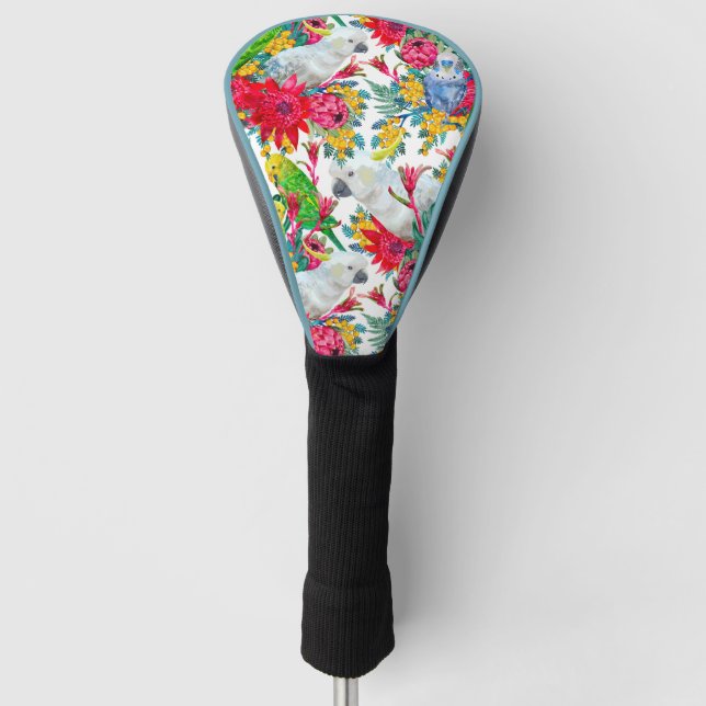 Australian Summer Tropical Parrot Pattern Golf Head Cover (Front)