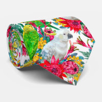 Australian Summer Tropical Parrot Pattern Neck Tie