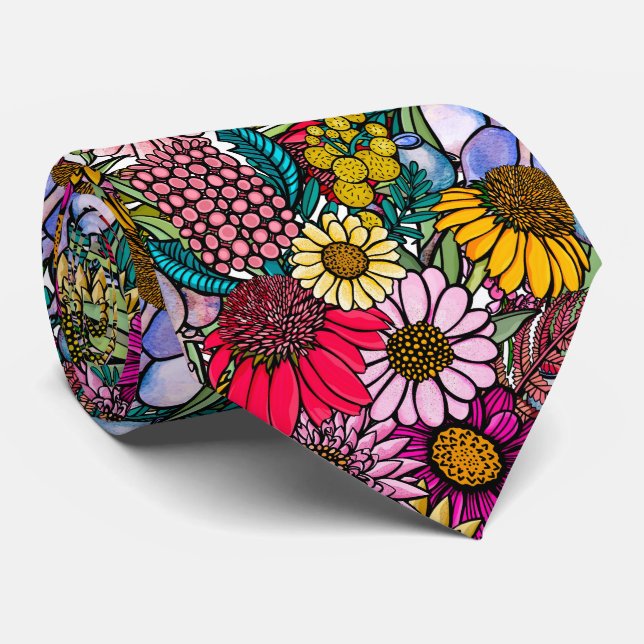 Australian Summer Wildflower Garden Tie (Rolled)