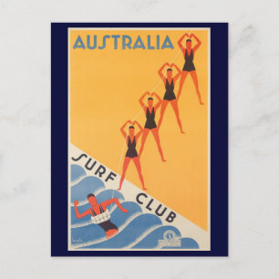 Australian surf club vintage poster postcard