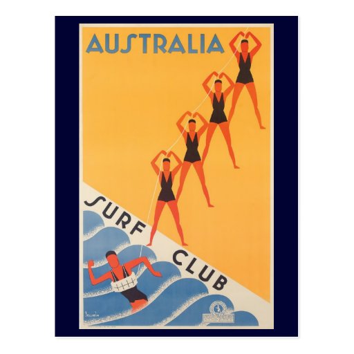 Image of Australian surf club vintage poster Postcard