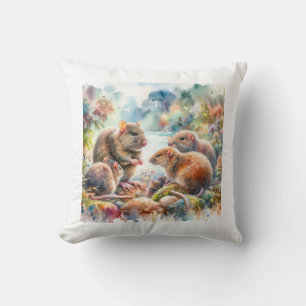 Australian Swamp Rats 060624AREF114 - Watercolor Cushion