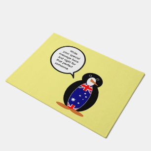 Australian Talking Ms Penguin Personalised Doormat