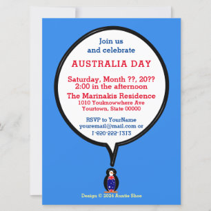 Australian Talking Ms Penguin Personalised  Invitation