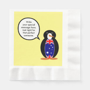 Australian Talking Ms Penguin Personalised  Napkin