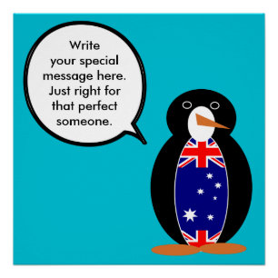 Australian Talking Ms Penguin Personalised  Poster