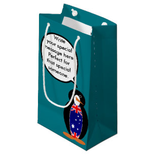 Australian Talking Ms Penguin Personalised  Small Gift Bag