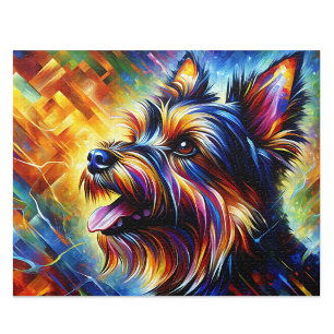 Australian Terrier Acrylic Art: Blue Tan Aussie Jigsaw Puzzle