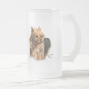 Australian Terrier Art Gifts Frosted Glass Beer Mug