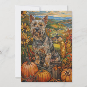 Australian Terrier Autumn Harvest Thanksgiving Holiday Card