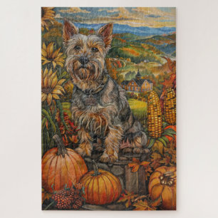 Australian Terrier Autumn Harvest Thanksgiving Jigsaw Puzzle