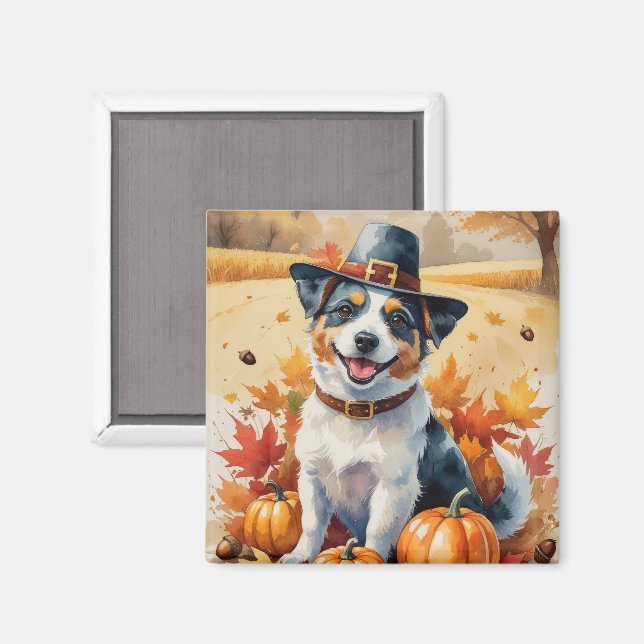 Australian Terrier Autumn Leaves Thanksgiving Art  Magnet (Front/Back)