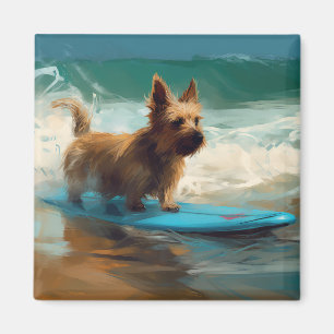 Australian Terrier Beach Surfing Painting Magnet