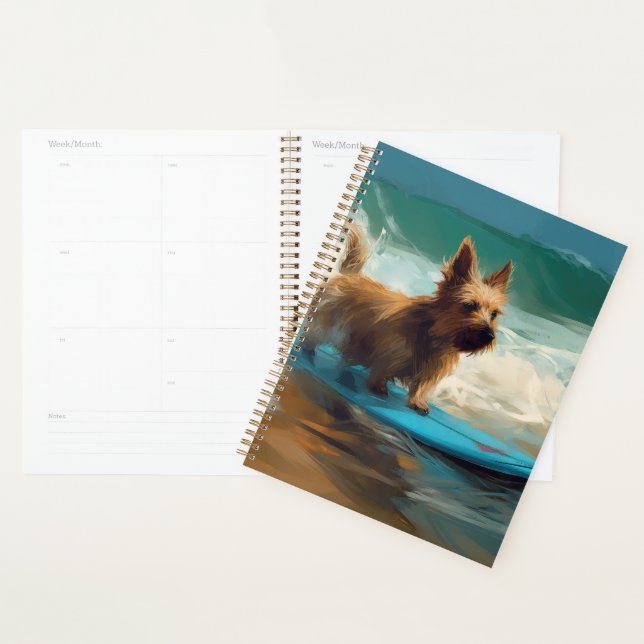 Australian Terrier Beach Surfing Painting  Planner (Display)
