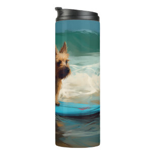Australian Terrier Beach Surfing Painting  Thermal Tumbler