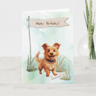 Australian Terrier Breed Dog Under Birthday Sign Card