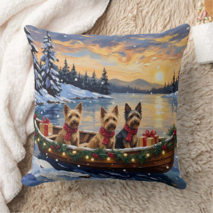 Australian Terrier Christmas Boat Holiday Cushion