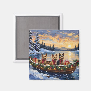 Australian Terrier Christmas Boat Holiday Magnet