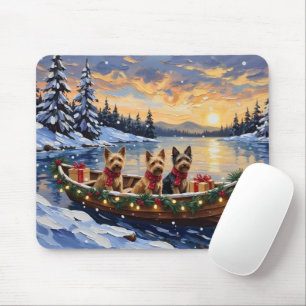 Australian Terrier Christmas Boat Holiday Mouse Mat