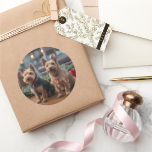 Australian Terrier Christmas Cruise: Pawsome  Classic Round Sticker