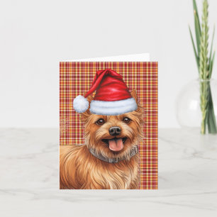 Australian Terrier Christmas Dog Plaid Christmas Holiday Card