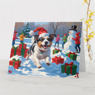 Australian Terrier Christmas Festive Snow Scene Card