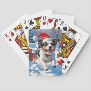 Australian Terrier Christmas Festive Snow Scene Playing Cards