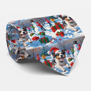 Australian Terrier Christmas Festive Snow Scene Tie