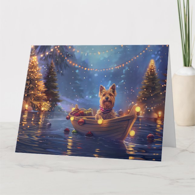 Australian Terrier Christmas Festive Voyage Card (Front)