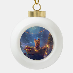 Australian Terrier Christmas Festive Voyage Ceramic Ball Christmas Ornament