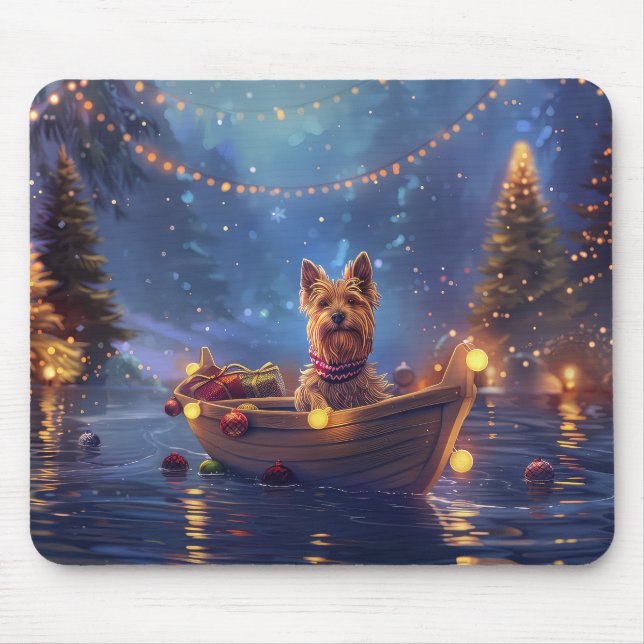 Australian Terrier Christmas Festive Voyage Mouse Mat (Front)