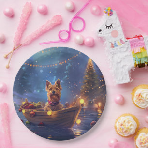 Australian Terrier Christmas Festive Voyage Paper Plate