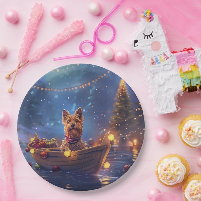 Australian Terrier Christmas Festive Voyage Paper Plate (Party)