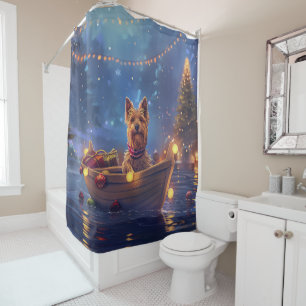 Australian Terrier Christmas Festive Voyage Shower Curtain