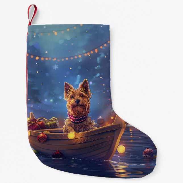 Australian Terrier Christmas Festive Voyage Small Christmas Stocking (Front)