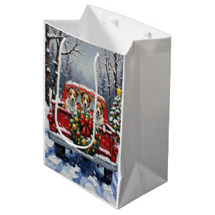 Australian Terrier Christmas Red Truck Holiday Medium Gift Bag